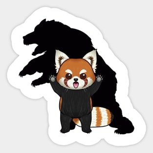 Shadows of Play: Red Panda and Bear Silhouette Sticker